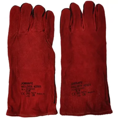 Rękawice spawalnicze dwoina czerwona Bison JOBSAFE
