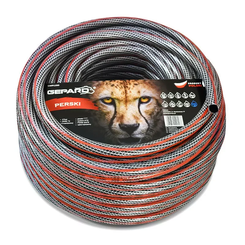 Wąż ogrodowy GEPARD PERSKI 1/2" 20m, 27bar, -20/60 °C  4-warstwowy, jakość **** system NTS, FOOD SAFE, oplot krzyżowy
