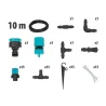 Zestaw do nawadniania: 15 szt mikro zraszaczy, gumowy wąż łączący dł. 10 m, 15 szt. szpilek do węża, mikro złączki w zestawie JU