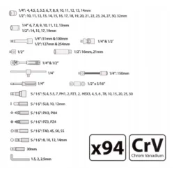 ZESTAW KLUCZY NASADOWYCH 1/2, 1/4 94szt. REXXER