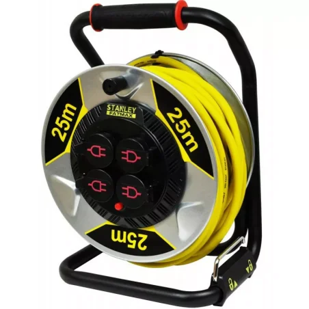 Przedłużacz bębnowy, 25m, 4 gniazda, 3x2,5mm, 16A z uziemieniem, IP44, STANLEY