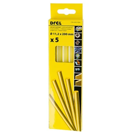 Wkłady klejowe /kpl5szt/ 11,2 mm x 200 mm, kolor żółty CON-GKS-71204