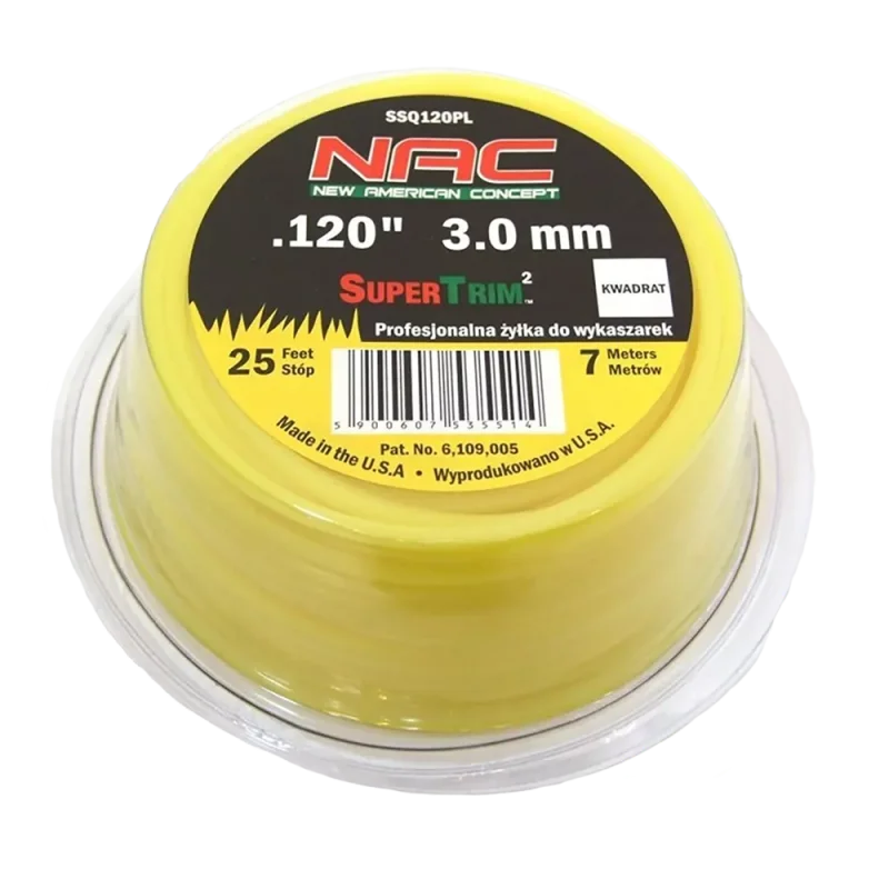 Żyłka tnąca kwadrat 3,0mm/7mb SSQ120PL NAC