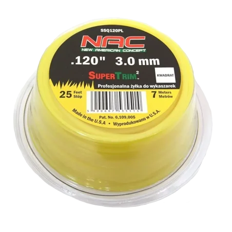 Żyłka tnąca kwadrat 3,0mm/7mb SSQ120PL NAC