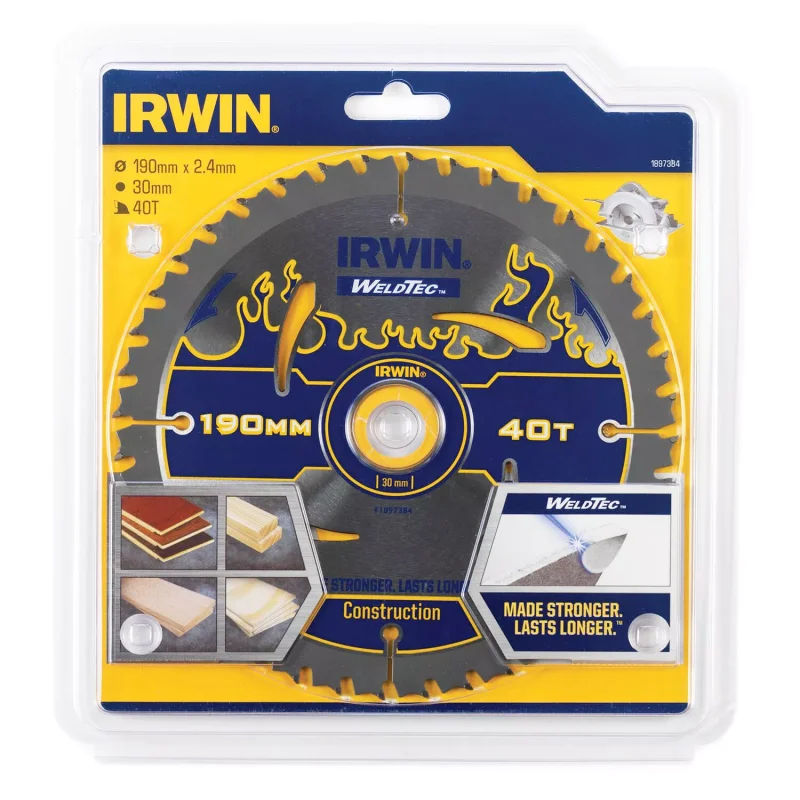 Piła tarczowa WELDTEC do pilarek ręcznych 190mm/40T IRWIN