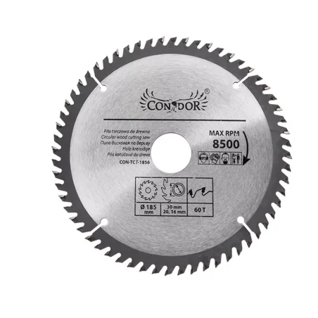 Piła tarczowa do drewna: 185 mm x 60 T CON-TCT-1856 Condor