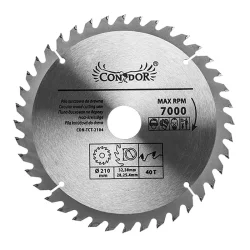 Piła tarczowa do drewna 210 mm x 40 T CON-TCT-2104 Condor