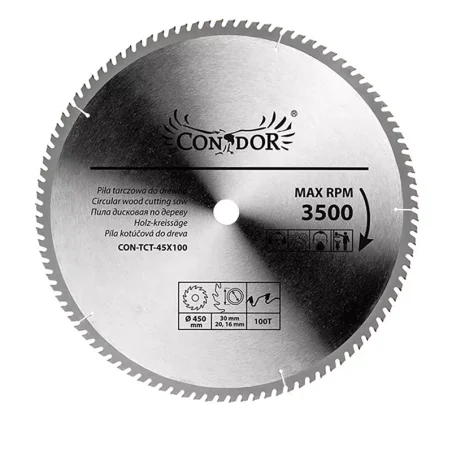 Piła tarczowa do drewna: 450 mm x 100 T CON-TCT-4510