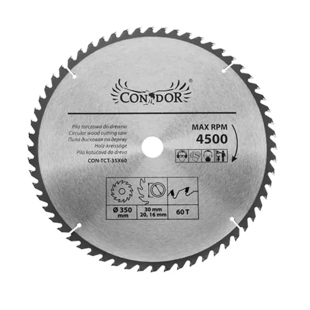 Piła tarczowa do drewna: 350 mm x 60 T CON-TCT-3506 Condor