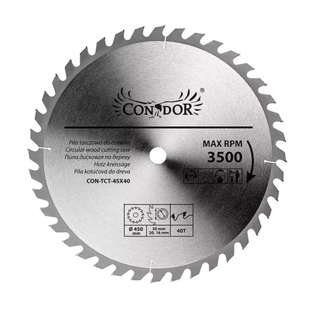 Piła tarczowa do drewna: 450 mm x 40 T CON-TCT-4504