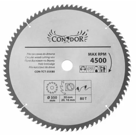 Piła tarczowa do drewna: 350 mm x 80 T CON-TCT-3508 Condor