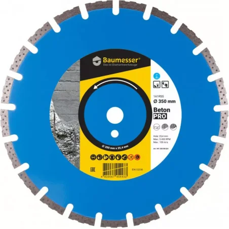 Tarcza diamentowa Baumesser Beton PRO  350x10x25,4 DISTAR   do cięcia betonu oraz asfaltu przecinarkami spalinowymi