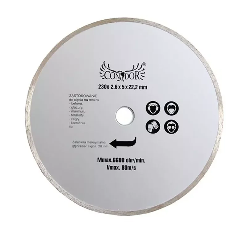 Tarcza diamentowa do cięcia na mokro pełna ciągła 230 mm Condor CON-DCB-1023