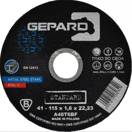 Tarcza do metalu 41 95A 115x1,6x22 Gepard Standard