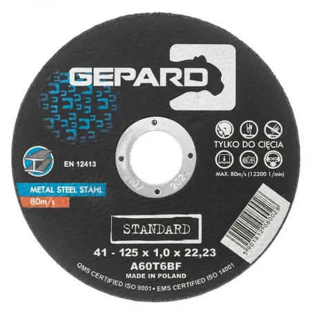 Tarcza do metalu 41 94A 125x1,0x22 GEPARD STANDARD