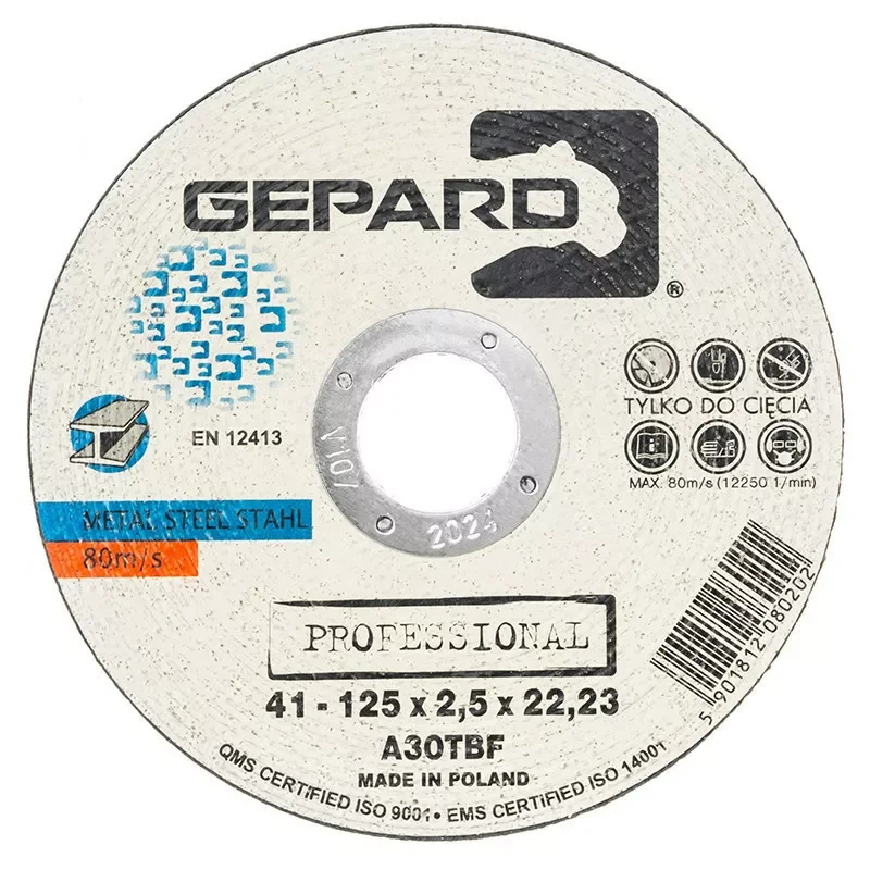 Tarcza do metalu 41 95A 125x2,5x22 GEPARD PROFESSIONAL