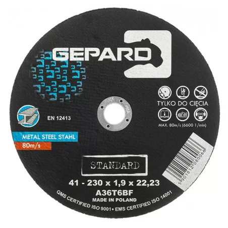 Tarcza do metalu 41 95A 230x1,9x22 GEPARD STANDARD