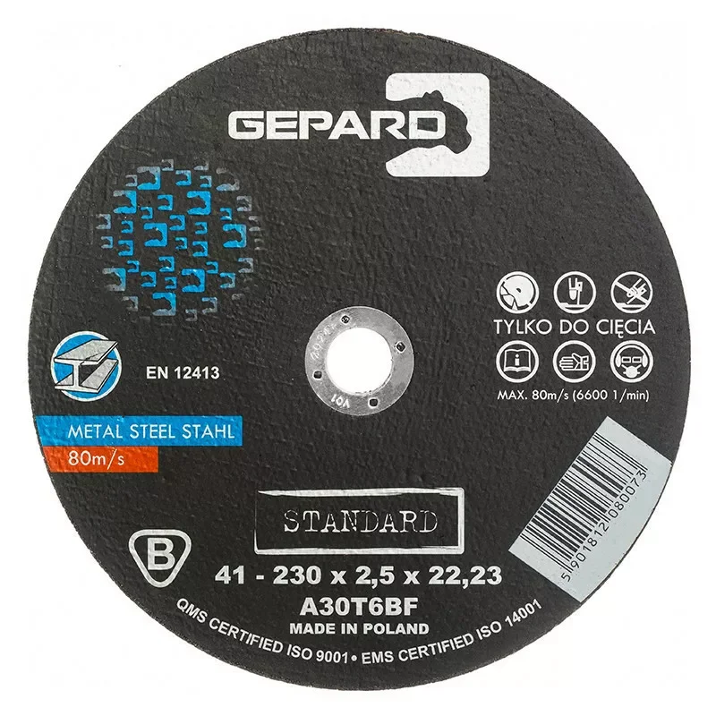 Tarcza do metalu 41 95A 230x2,5x22 GEPARD STANDARD
