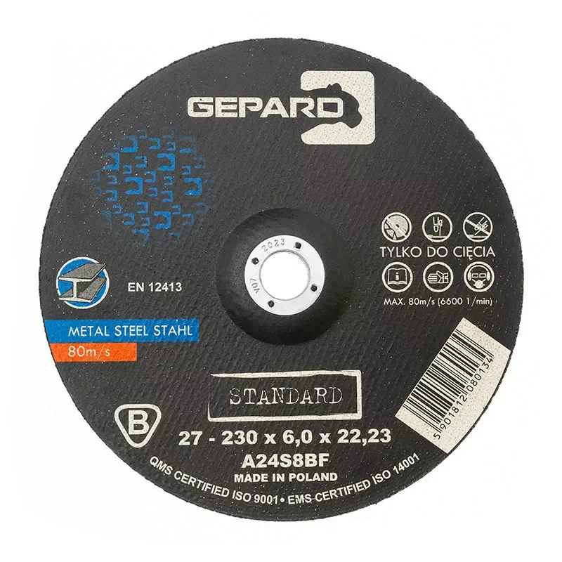 Tarcza do metalu 27 95A 230x6,0x22 GEPARD STANDARD szlif