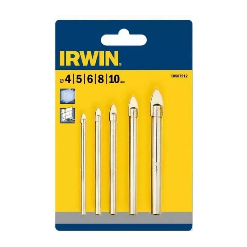 Zestaw 5 wierteł do szkła i płytek: 4,5,6,8,10mm IRWIN