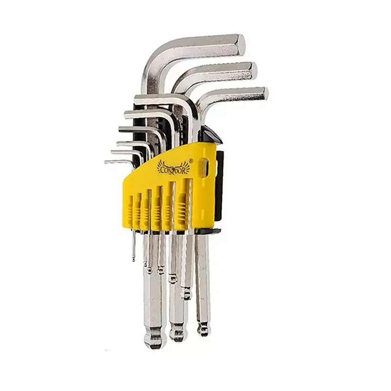 Klucze sześciokątne z końcówką kulistą: 1,5-10 mm 9 szt.