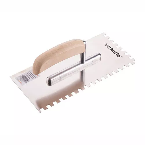 Paca nierdzewna zębata z drewnianą rączką 270x130mm (8x8mm) Verkatto